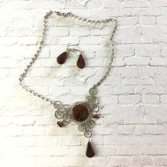 Peruvian Stone Necklace & Earring Set - Picture 1 of 5